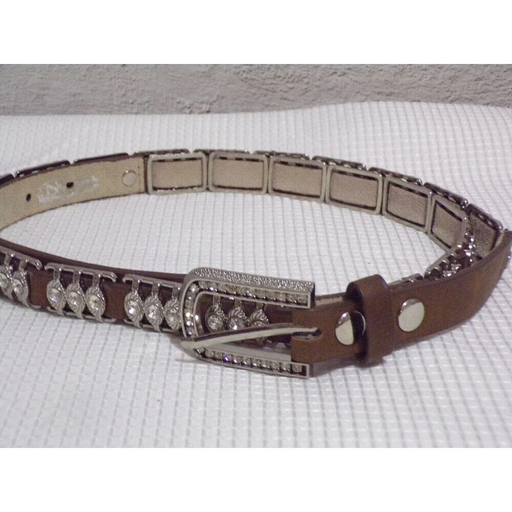 Nocona‎ Bling Belt Silver Leather Adjustable Accents 28